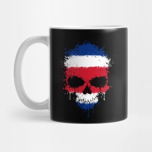 Chaotic Costa Rican Flag Splatter Skull Mug